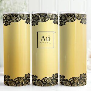 Au Vodka Gold Yellow Black Lace Adult 20oz Skinny Tumbler